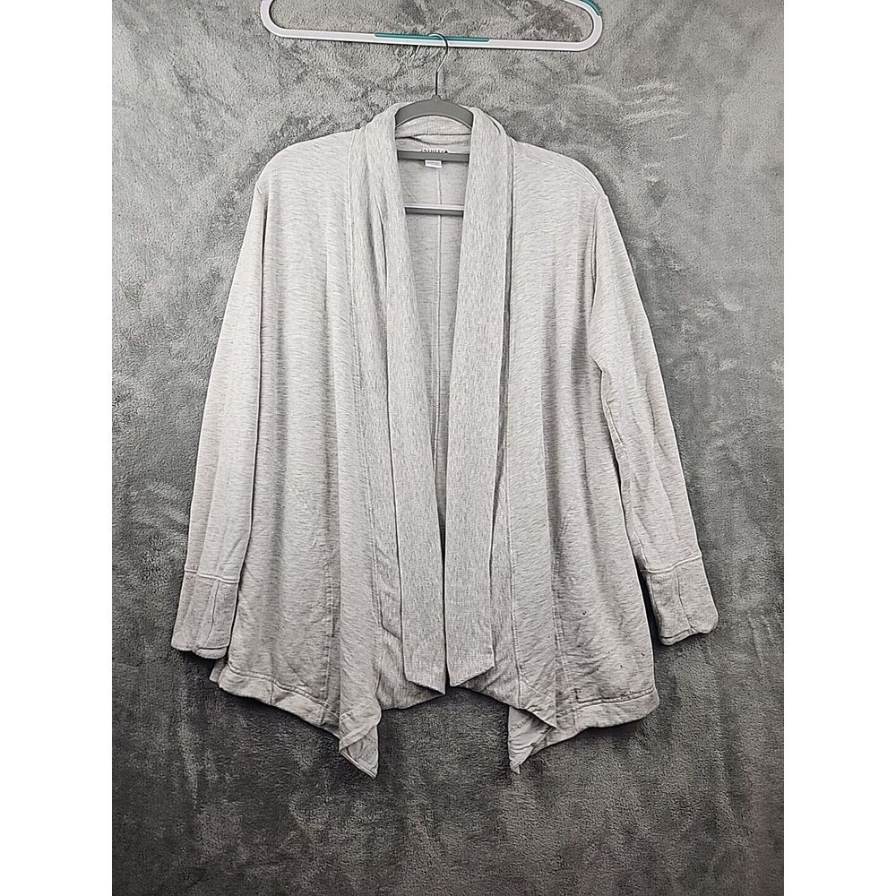 Athleta Heathered Shawl Collar Long Open Front Cardigan Sweater  Medium W/ Flaws